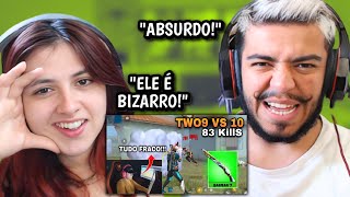 TWO9 JOGANDO 1vs10 FREE FIRE - TWO9 HUMILHANDO NO 1v10 VEJAM COMO FOI! | REACT