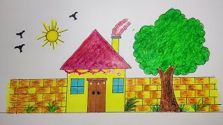 House Drawing | How to Draw House For Beginners For Step by Step | How to Draw A House | Chitra