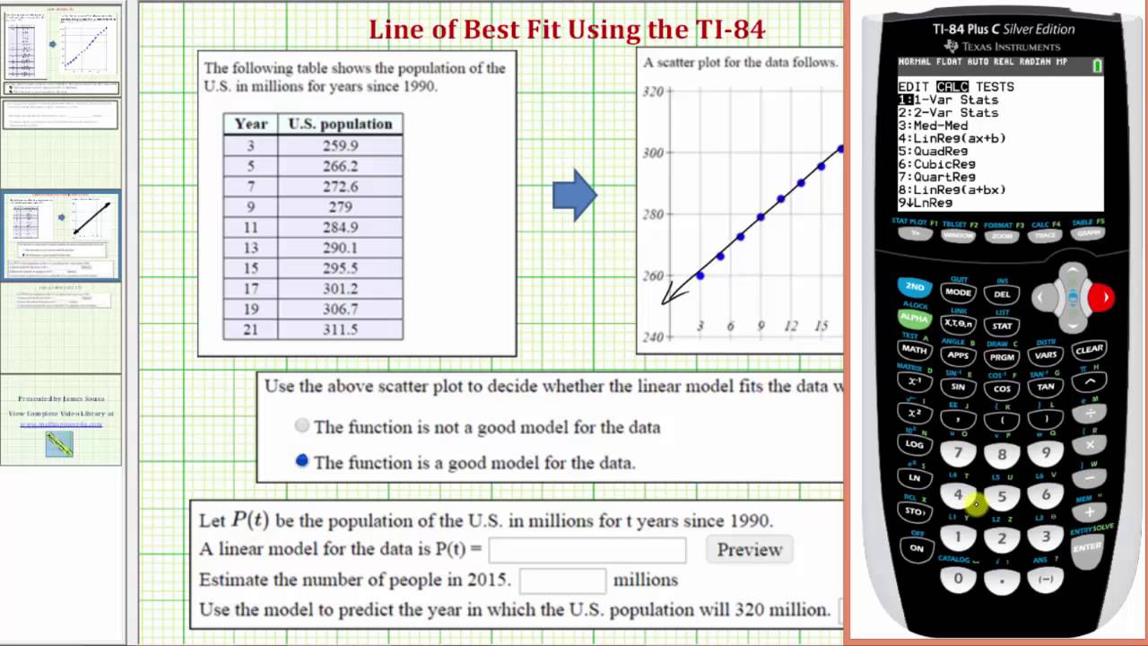 Ex: Determine A Line Of Best Fit On The TI84 And Make Predictions - YouTube