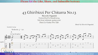 (N.Paganini) 43 Ghiribizzi Per Chitarra No.13 Arrangement for Classical Guitar with Tab