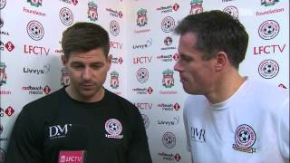 Steven Gerrard and Jamie Carragher talk ahead of kick-off at All-Star charity match at Anfield