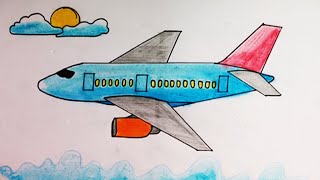 How to draw a plane step by step easy and quickly| Draw a plane with simple painting