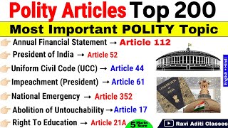 Important Articles of Indian Constitution Tricks | Top 200 Articles MCQ | Polity Articles Gk SSC CDS