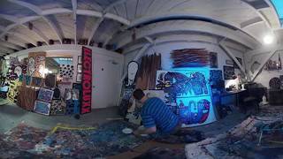 VR tour of Elliott C. Nathan's art studio in SF - 3D 4K 360 video by Vuze camera