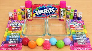 Nerds Candy Rainbow Slime - Mixing Nerds Makeup and Eyeshadow Into Crunchy Slime ASMR