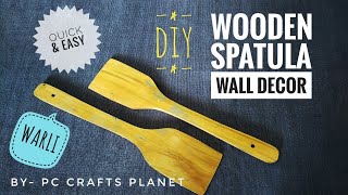 DIY wooden spatula wall decor- WARLI | Wall hanging craft ideas| Wall decoration ideas| wall art