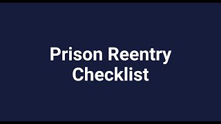 Prison Reentry Checklist