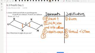 6.3 Proofs Day 1: Given Parallelogram