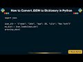 How to Convert JSON to Dictionary in Python