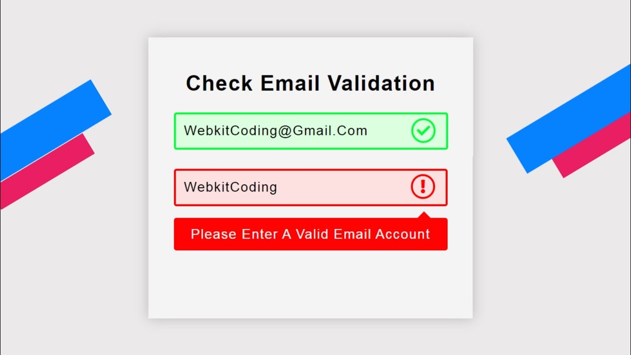 Email Validation Form Using Html CSS & JavaScript | Email Validation In ...