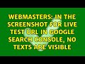 Webmasters: In the screenshot for live test url in google search console, no texts are visible