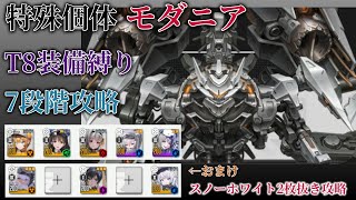 【NIKKE】特殊個体初心者向け！T8装備縛りでモダニア7段階攻略 &おまけ スノーホワイトで2枚抜き撃破【ニケ】