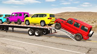 Flatbed Truck Mcqueen  | Transportation with Truck - Pothole vs Car #227 - BeamNG.Drive