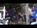 Mounted police confront anti-government protesters in Tel Aviv