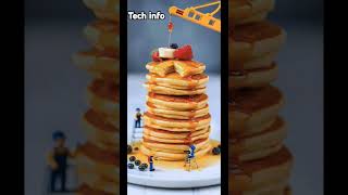 Tiny Workers Build a Pancake Tower!🍯🥞 #PancakeConstruction #PancakeArt #FoodConstruction #Foodie