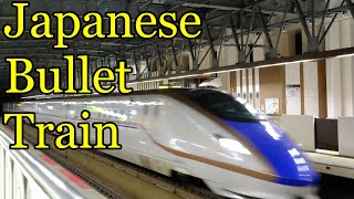 Japanese bullet Train at Shin-Takaoka Toyama  新高岡駅を通過・発着する夜の北陸新幹線