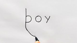 Easy boy drawing | How to draw boy turn word into boy