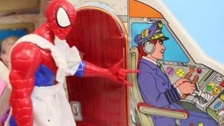 BARBIE AIRPLANE Flight School Disney FROZEN ELSA and Kids Spiderman Flight Attendant DisneyCarToys