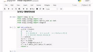 Solve Linear Equations in Python using SVD, Singular Value Decomposition