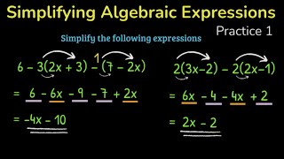 Simplify Algebraic Equations : Practice 1 : parentheses/variables/combining similar components
