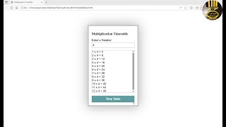How to Create a Multiplication Timetable with JavaScript using HTML and CSS