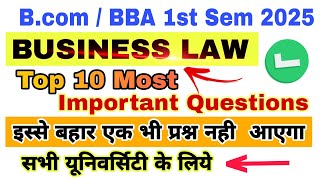 Business law important questions for b.com 1st year 2024-25, business law important question,