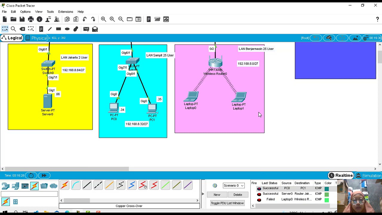 Cisco Packet Tracer 3 Router 1 Server Dengan Wireless Routing RIP - YouTube