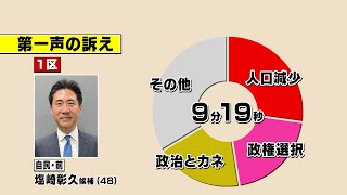 候補者何を訴えた？衆院選候補の第一声～愛媛1区　塩崎彰久候補（自民・前）