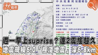 週一早上suprise？連2震搖超久 地震規模6.0「極淺地震」深6.8km｜TVBS新聞｜擠看看