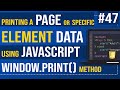 Printing a Page or Specific Element Data using JavaScript | window.print() method