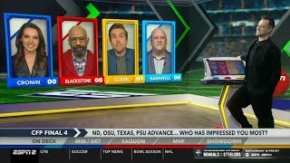 Around The Horn reaction to CFP Final 4: Notre Dame, Ohio St, Texans - Who has impressed you most?