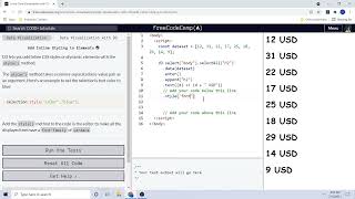 Add inline styling to elements freeCodeCamp