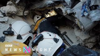 Syria’s White Helmets pull miracles of life from earthquake rubble - BBC Newsnight