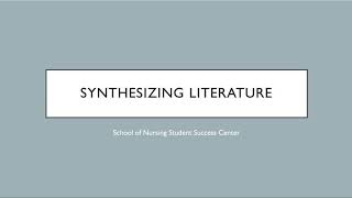 How to Synthesize Literature