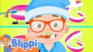 Tooth Brushing Song by Blippi | 2-Minutes Brush Your Teeth for Kids |  Earth Stories for Kids