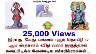 இராகு  கேது லக்னம் 1ஆம் தொட்டு 12 ஆம் ஸ்தானம் வீடு வரை இருந்தால் கடைபிடிக்க வேண்டிய எச்சரிக்கைகள் ம