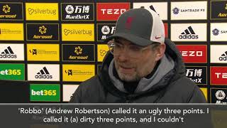 Klopp content with "dirty three points" away to Wolves