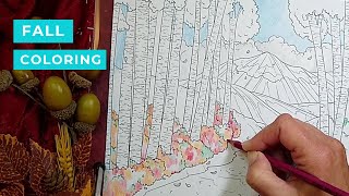 How To Color Fall Scenes With Colored Pencils | Coloring Book Tips