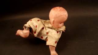 Vintage Japan Mechanical Wind-Up Crawling Wiggling Baby Toy