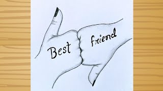 BFF Drawing Easy step by step/ Best friend Drawing / Two Best friend hand drawing / pencil drawing