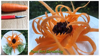 The Art Of Carrot Carving Into Beautiful Flower Garnish