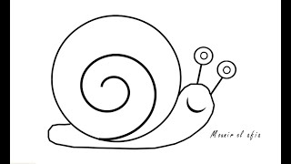 للأطفال : تعلم رسم الحلزون خطوة بخطوة / for kids : how to draw snail step by step
