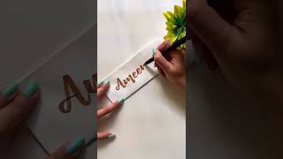 “Ameena” Name Brushpen Lettering #shorts #youtubeshorts #trending #theartfeed #brushpenlettering