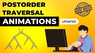 Postorder Traversal in Binary Tree Animations | Data Structure | Visual How