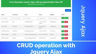 Crud Operation with inline Editing jQuery Ajax | jQuery tutorial | jQuery tutorial for beginners