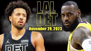 Los Angeles Lakers vs Detroit Pistons Full Game Highlights -November 29, 2023 | 2023-24 NBA Season