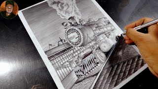 How to draw train engine with pencil sketch drawing/draw ruhan