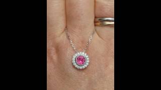 Mahenge Red Spinel and Daisy White Gold Diamond Pendant, Necklace