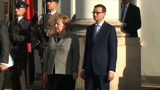 Arrival of German Chancellor Merkel to meet Polish PM Morawiecki