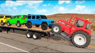 Flatbed Truck Mcqueen | Transportation with Truck - Pothole vs Car #14 - BeamNG.Drive